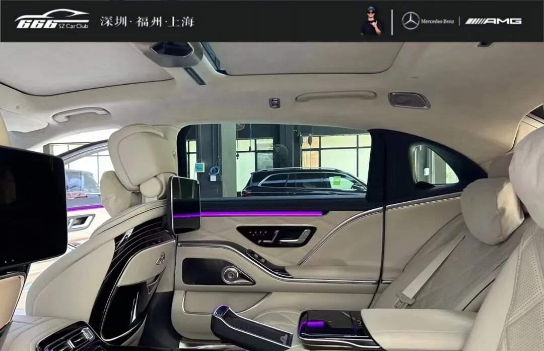 后排行政座椅马鞍与氛围灯的成品状态;马鞍的固定方式、承重可靠性与原车座椅结构匹配需确认